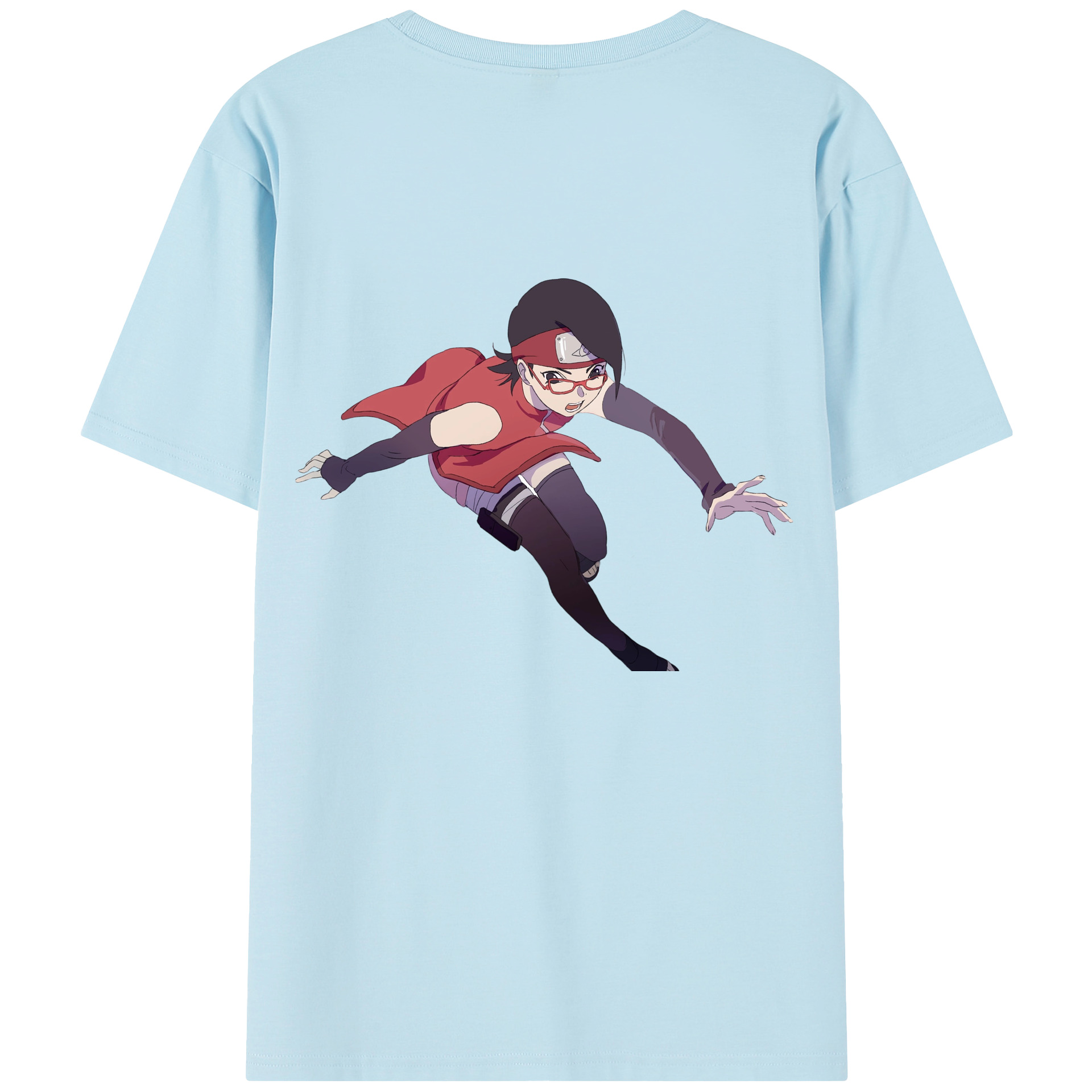（画像用） NARUTO -ナルト- うちは サラダ Uchiha Sarada 綿100％半袖Tシャツ（背面プリント）